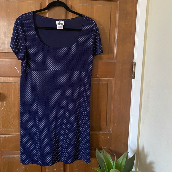 VINTAGE blue polka dot mini dress - Picture 1 of 3